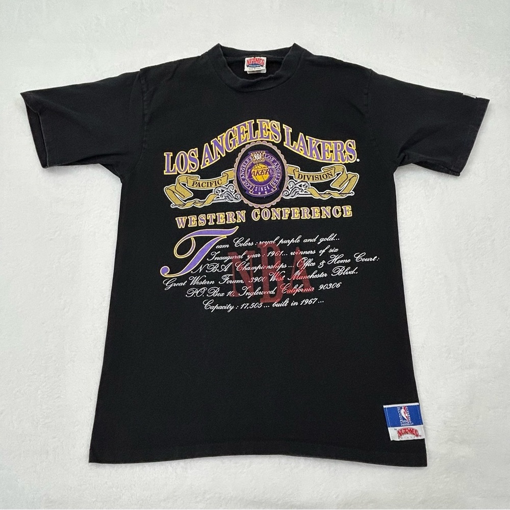 Vintage Nutmeg LA Los Angeles Lakers Western Conference Black Tee Shirt Sz M & L